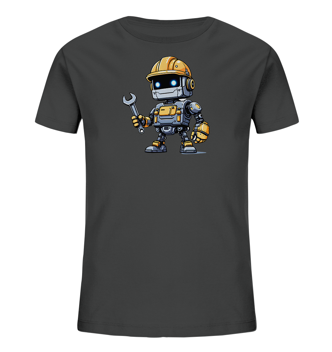 Kinder T-Shirt – Roboter packt mit Schraubenschlüssel an