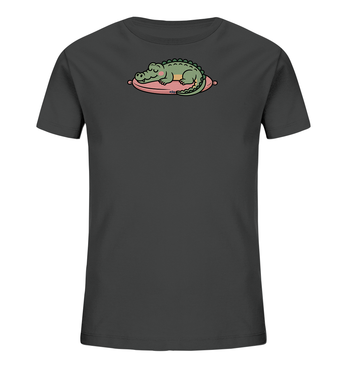 Kinder T-Shirt – Friedliches Krokodil schläft auf Kissen