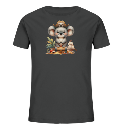 Kinder T-Shirt mit ein Koala mit Piratenhut auf einer Schatzkiste