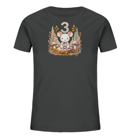 Kinder T-Shirt mit Maus, Geschenk und Zahl 3