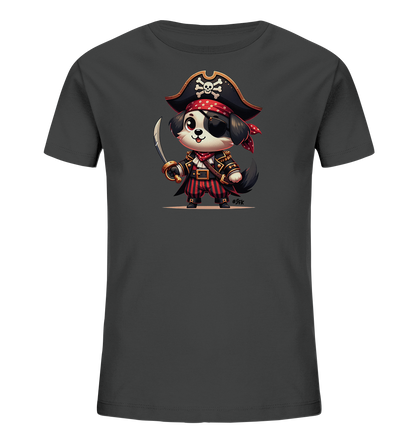 Kinder T-Shirt mit Cartoon-Piratenhund, Augenklappe, Hut und Säbel