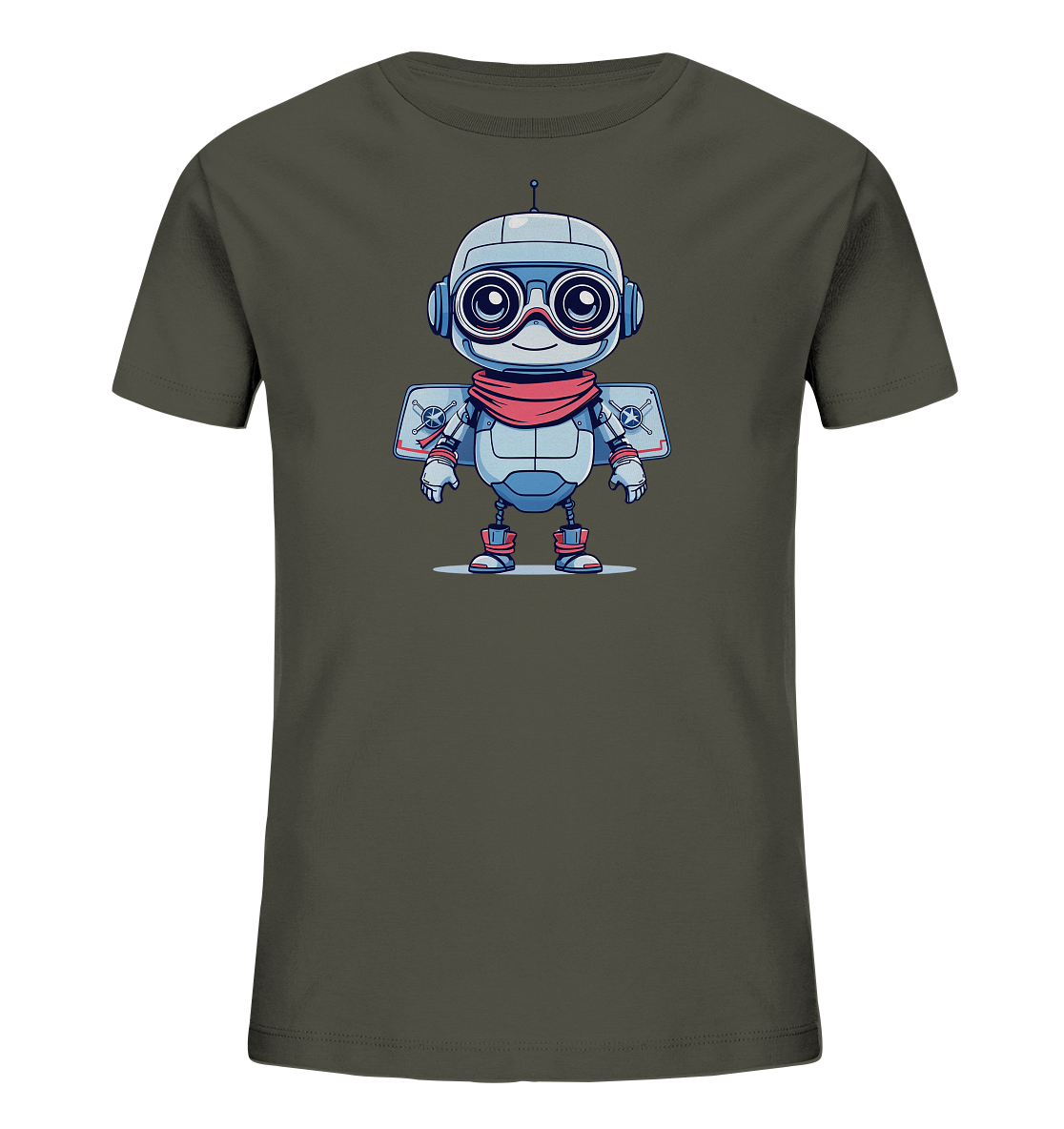 Kinder-T-Shirt | Comic-Roboter mit Schal und Flügeln - Kinder Bio T-Shirt