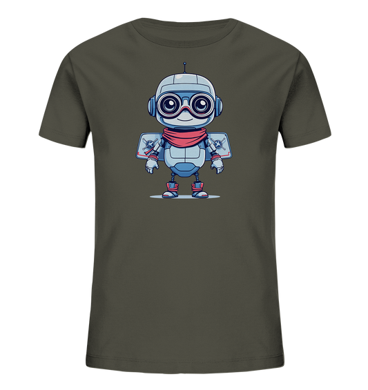 Kinder T-Shirt – Roboter mit rotem Schal und Flügeln