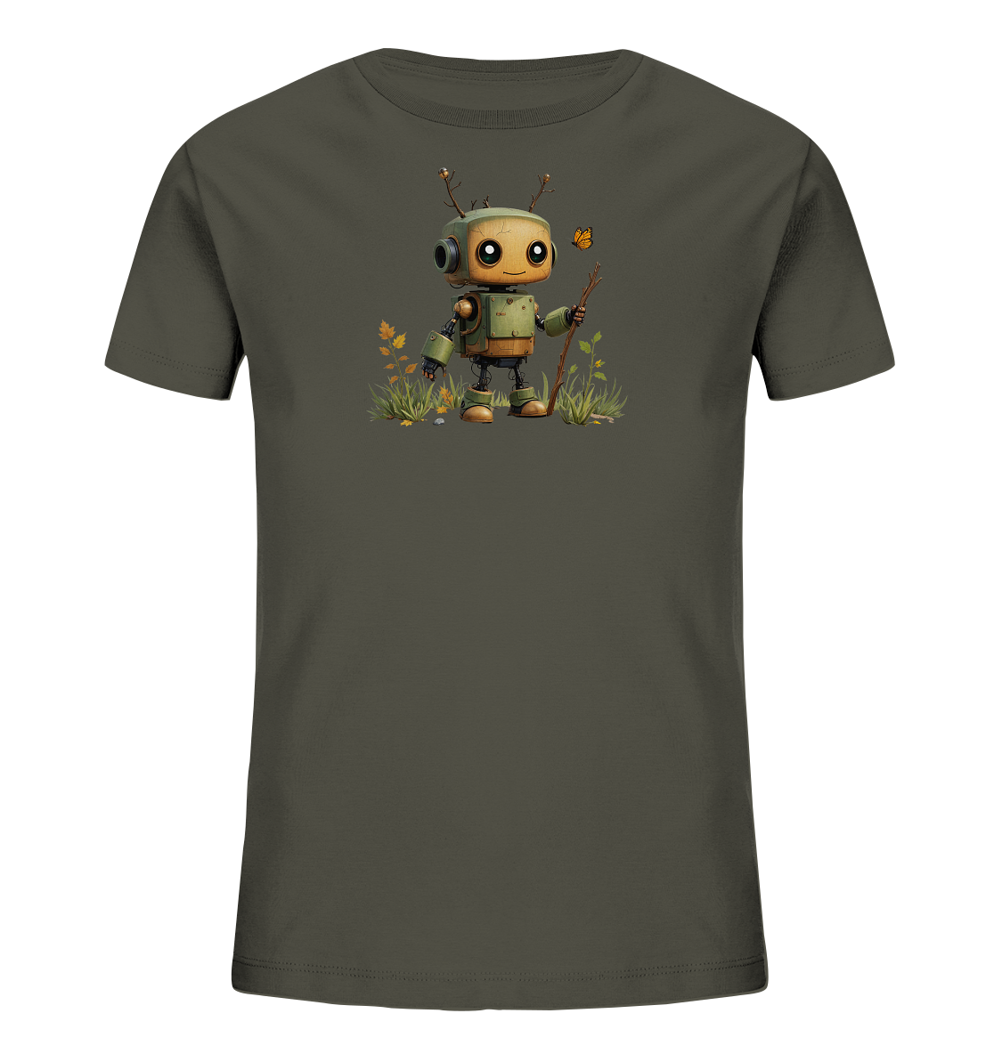 Kinder T-Shirt | Kleiner Ast-Roboter findet Freund - Kinder Bio T-Shirt