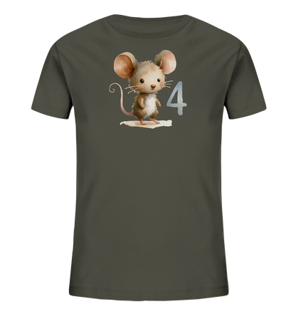 Kinder T-Shirt mit kleiner Maus und großer Zahl 4