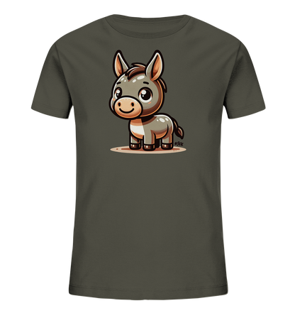 Kinder T-Shirt mit freundlichem Cartoon-Esel, großen Augen und langen Ohren
