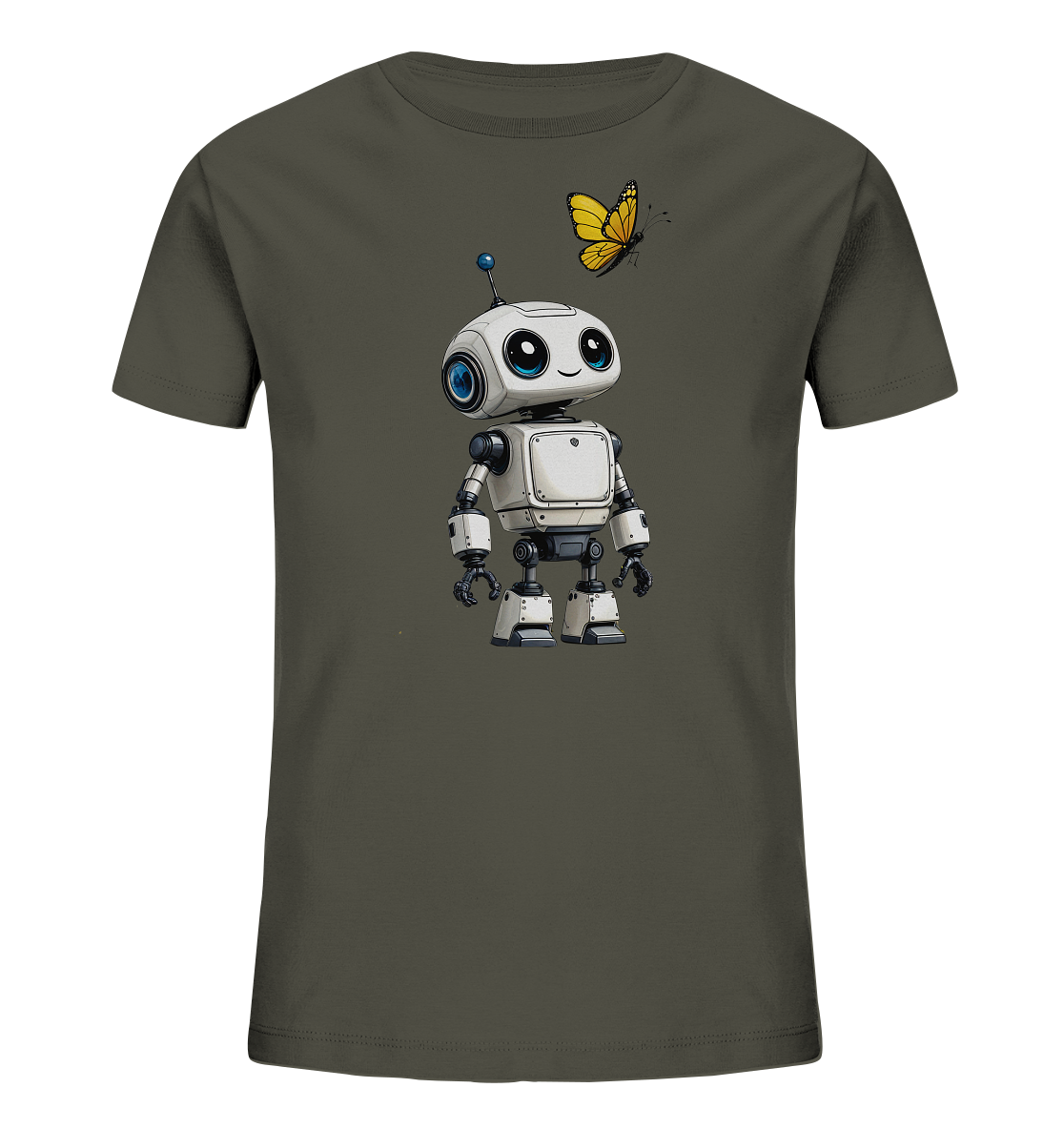 Kinder T-Shirt mit kleinem Roboter und Schmetterling
