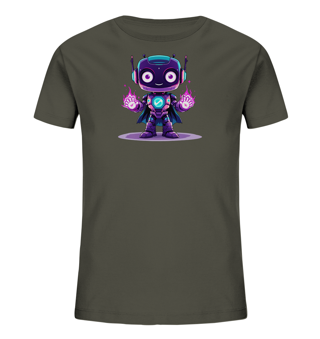 Onlineshop Shirts für Kinder - Das Bild zeigt ein grünes Kinder-T-Shirt mit einem grafischen Aufdruck auf der Vorderseite. Das Motiv besteht aus einer braunen Maus mit großen Ohren, die aufrecht sitzt. Neben der Maus ist die Zahl '4' in einem goldenen Farbton dargestellt, die eine spielerische Form aufweist. Eine kleine Biene ist ebenfalls in das Design integriert, die über der Maus schwebt und dem Motiv eine zusätzliche, liebenswerte Note verleiht. Das Design ist ansprechend und eignet sich gut für Kinder.