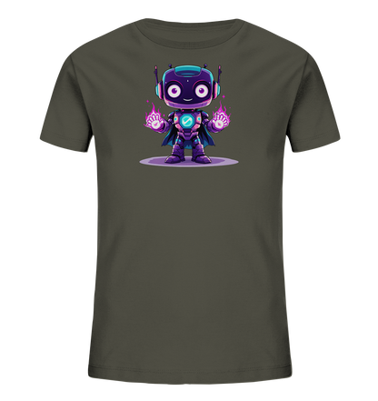 Onlineshop Shirts für Kinder - Das Bild zeigt ein grünes Kinder-T-Shirt mit einem grafischen Aufdruck auf der Vorderseite. Das Motiv besteht aus einer braunen Maus mit großen Ohren, die aufrecht sitzt. Neben der Maus ist die Zahl '4' in einem goldenen Farbton dargestellt, die eine spielerische Form aufweist. Eine kleine Biene ist ebenfalls in das Design integriert, die über der Maus schwebt und dem Motiv eine zusätzliche, liebenswerte Note verleiht. Das Design ist ansprechend und eignet sich gut für Kinder.