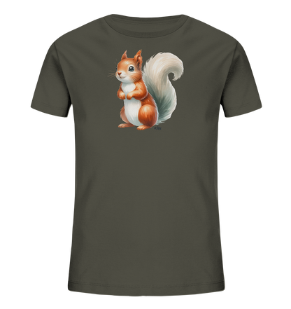 Aufrecht stehendes Eichhörnchen Motiv auf Kinder T-Shirt