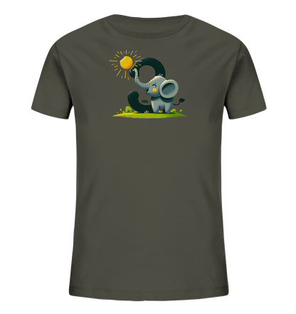 Kinder T-Shirt mit Cartoon-Elefant, Sonne und Zahl 9