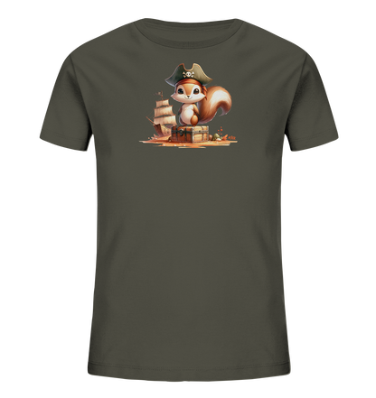Kinder T-Shirt mit Eichhörnchen als Pirat und Schatztruhe