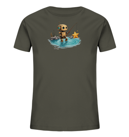 Kinder T-Shirt | Roboter angelt einen goldenen Stern - Kinder Bio T-Shirt