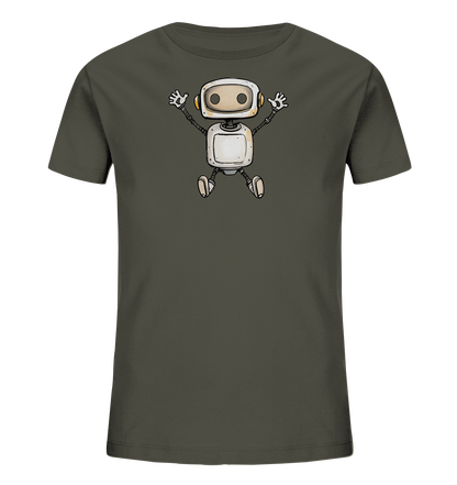 Kinder T-Shirt Roboter beim Freudensprung - Kinder Bio T-Shirt