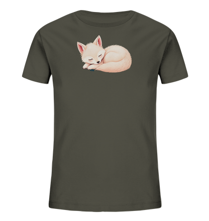 Kinder T-Shirt mit ein zusammengerollter schlafender Fuchs mit geschlossenen Augen