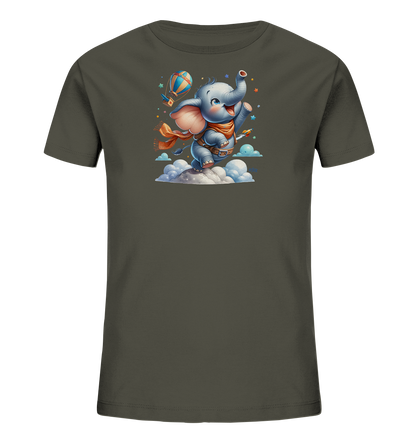 Kinder T-Shirt mit fliegendem Elefant und Ballonrakete