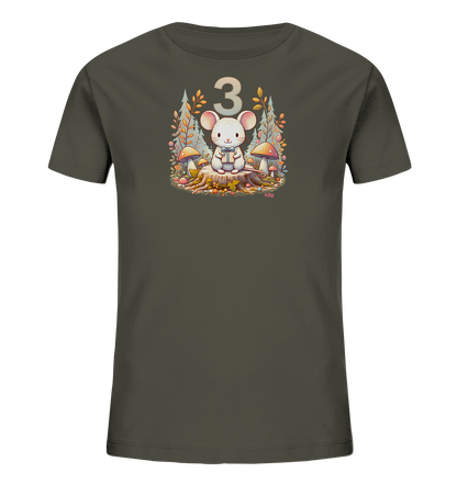 Kinder T-Shirt mit Maus, Geschenk und Zahl 3
