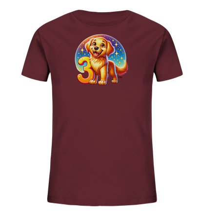 Kinder T-Shirt mit Hundewelpe und großer Zahl 3