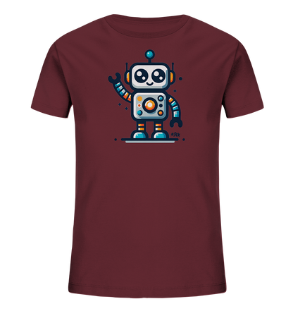 Kinder-T-Shirt mit winkendem buntem Roboter
