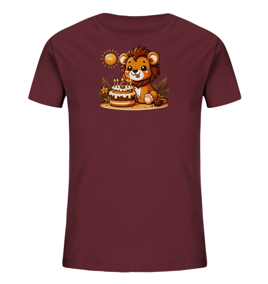 Kinder T-Shirt – Fröhlicher Löwe feiert den sechsten