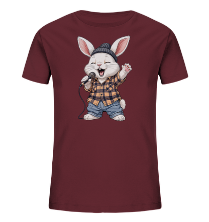 Kinder-T-Shirt mit rappenden Hasen und Mohrrübe als lustiges Motiv.