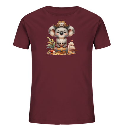 Kinder T-Shirt mit ein Koala mit Piratenhut auf einer Schatzkiste