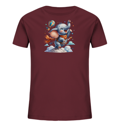 Kinder T-Shirt mit fliegendem Elefant und Ballonrakete