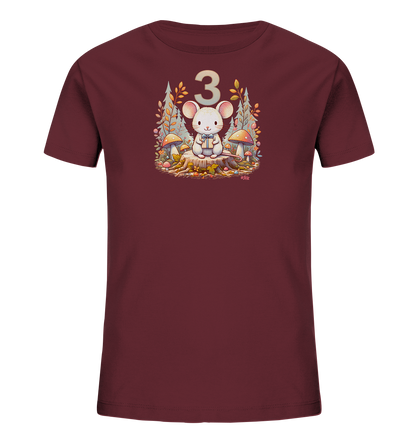 Kinder T-Shirt mit Maus, Geschenk und Zahl 3