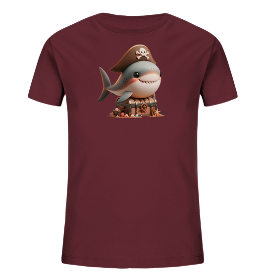 Kinder T-Shirt – Süßer Piratenhai auf Schatzkiste