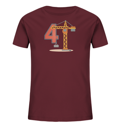 Kinder-T-Shirt mit Zahl 4 und Baukran