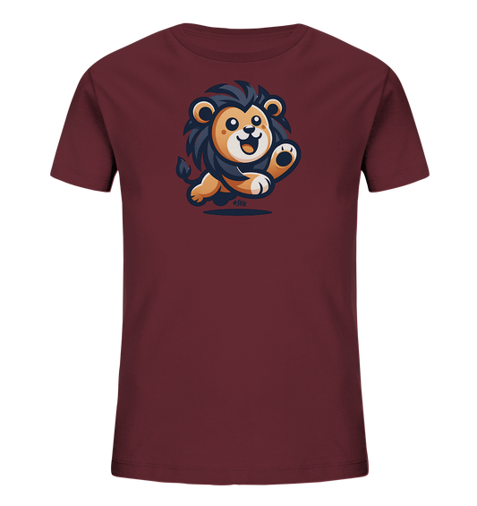 Kinder T-Shirt – Springender Löwe sagt fröhlich hallo
