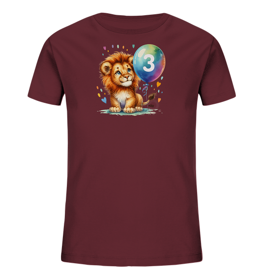 Kinder T-Shirt – Junger Löwe feiert dritten Geburtstag