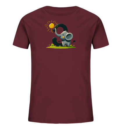 Kinder T-Shirt mit Cartoon-Elefant, Sonne und Zahl 9