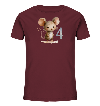 Kinder T-Shirt mit kleiner Maus und großer Zahl 4