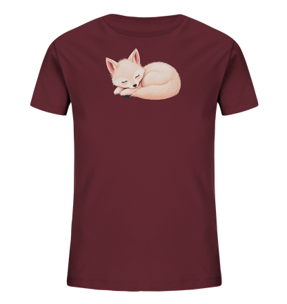 Kinder T-Shirt mit ein zusammengerollter schlafender Fuchs mit geschlossenen Augen