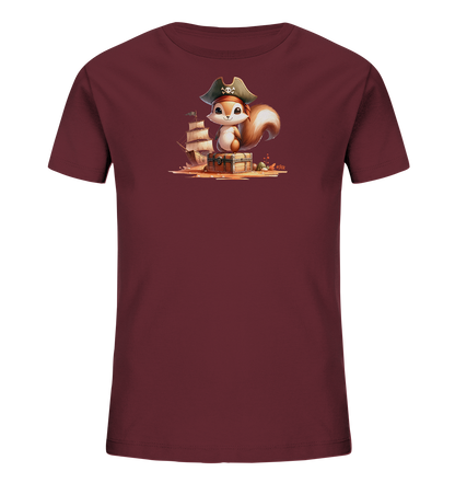 Kinder T-Shirt mit Eichhörnchen als Pirat und Schatztruhe