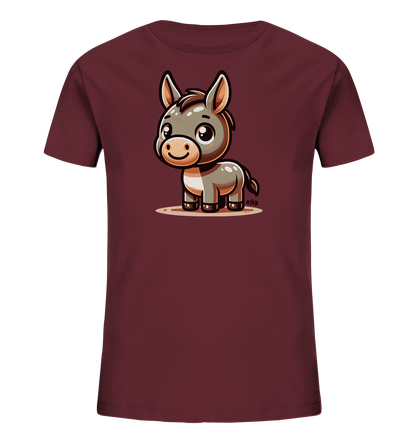 Kinder T-Shirt mit freundlichem Cartoon-Esel, großen Augen und langen Ohren