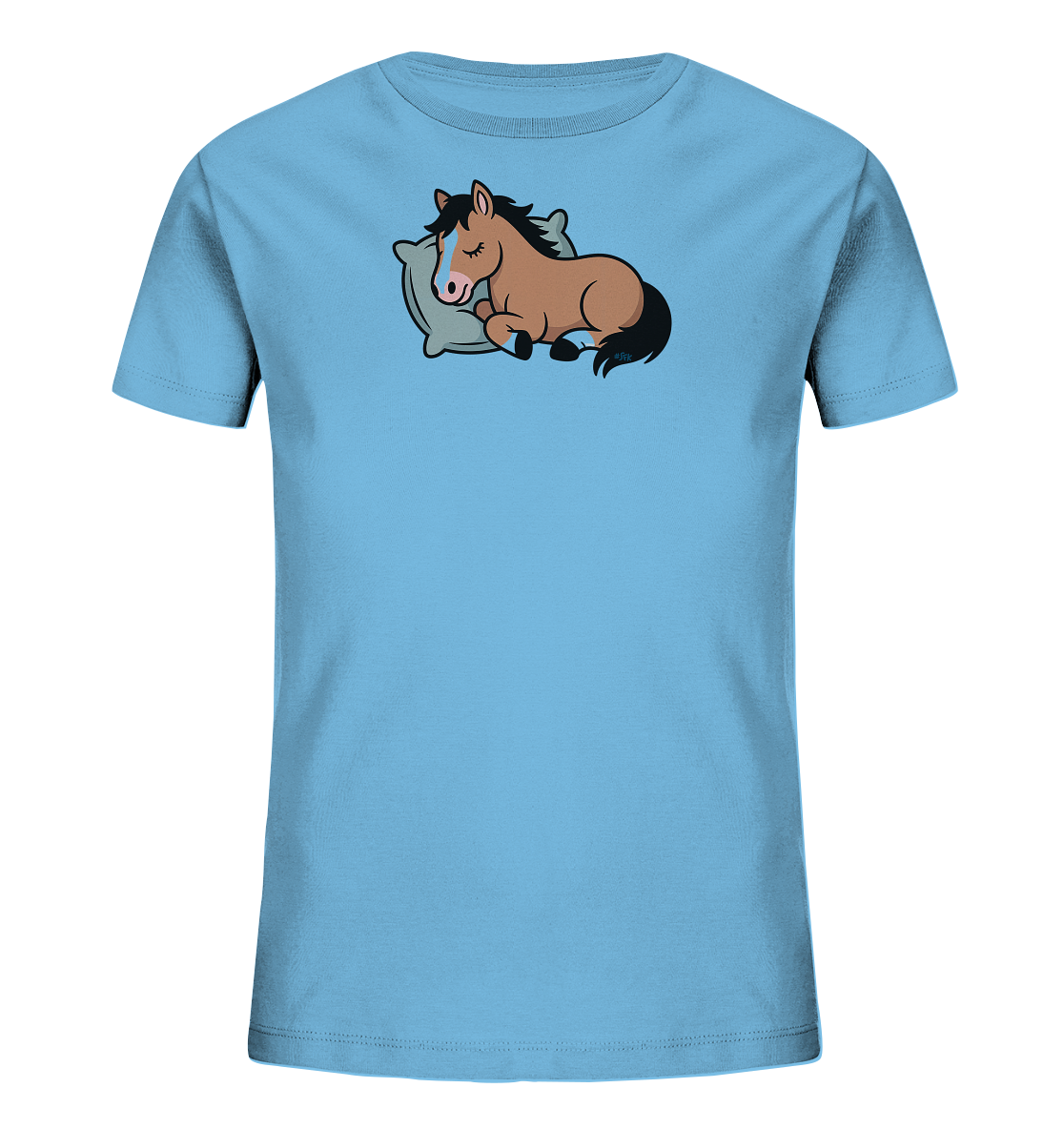 Kinder-T-Shirt mit schlafendem Pferd auf Kissen