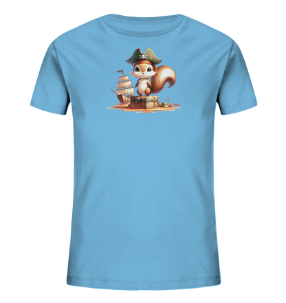 Kinder T-Shirt mit Eichhörnchen als Pirat und Schatztruhe