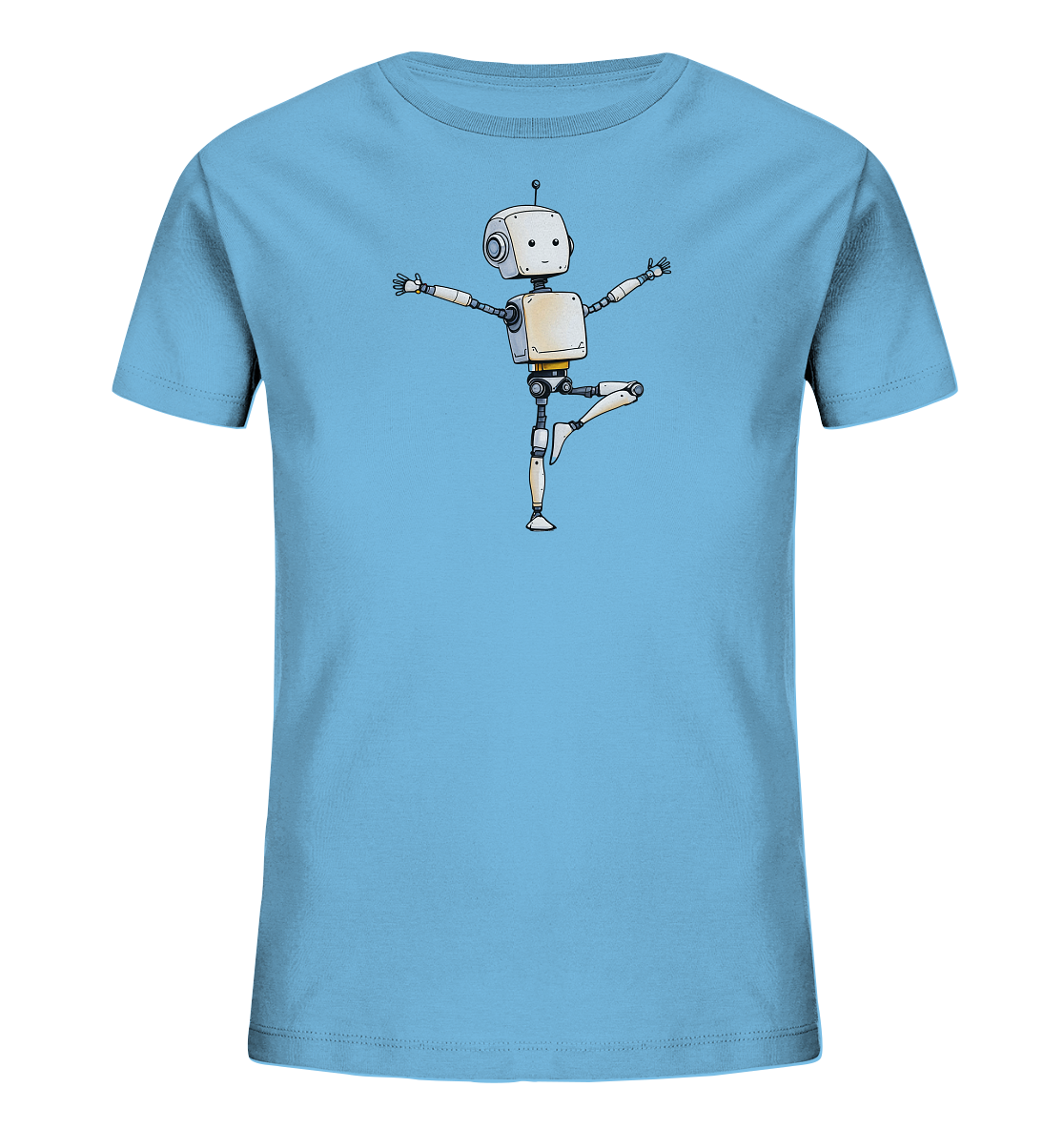 Kinder-T-Shirt mit Roboter in Yoga-Balance - Kinder Bio T-Shirt