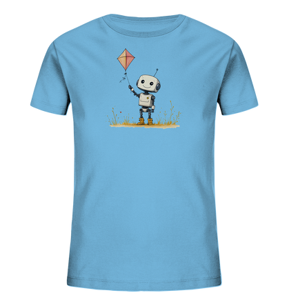 Kinder-T-Shirt | Roboter mit Gummistiefeln und Drachen - Kinder Bio T-Shirt