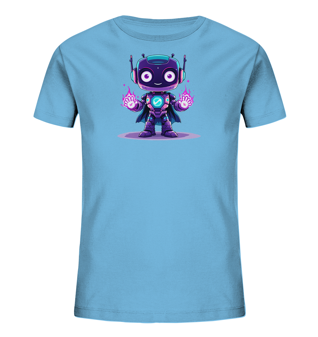 Onlineshop Shirts für Kinder - Das Bild zeigt ein dunkelblaues T-Shirt für Kinder, das flach auf einem weißen Hintergrund präsentiert wird. Auf der Vorderseite befindet sich eine freundliche Illustration einer braunen Maus, die aufrecht sitzt. Neben der Maus ist eine große, goldfarbene Zahl '1' abgebildet, die einen strukturierten Look aufweist. Ein kleiner gelber Schmetterling rundet das verspielte Motiv oberhalb des Maus-Kopfes ab.