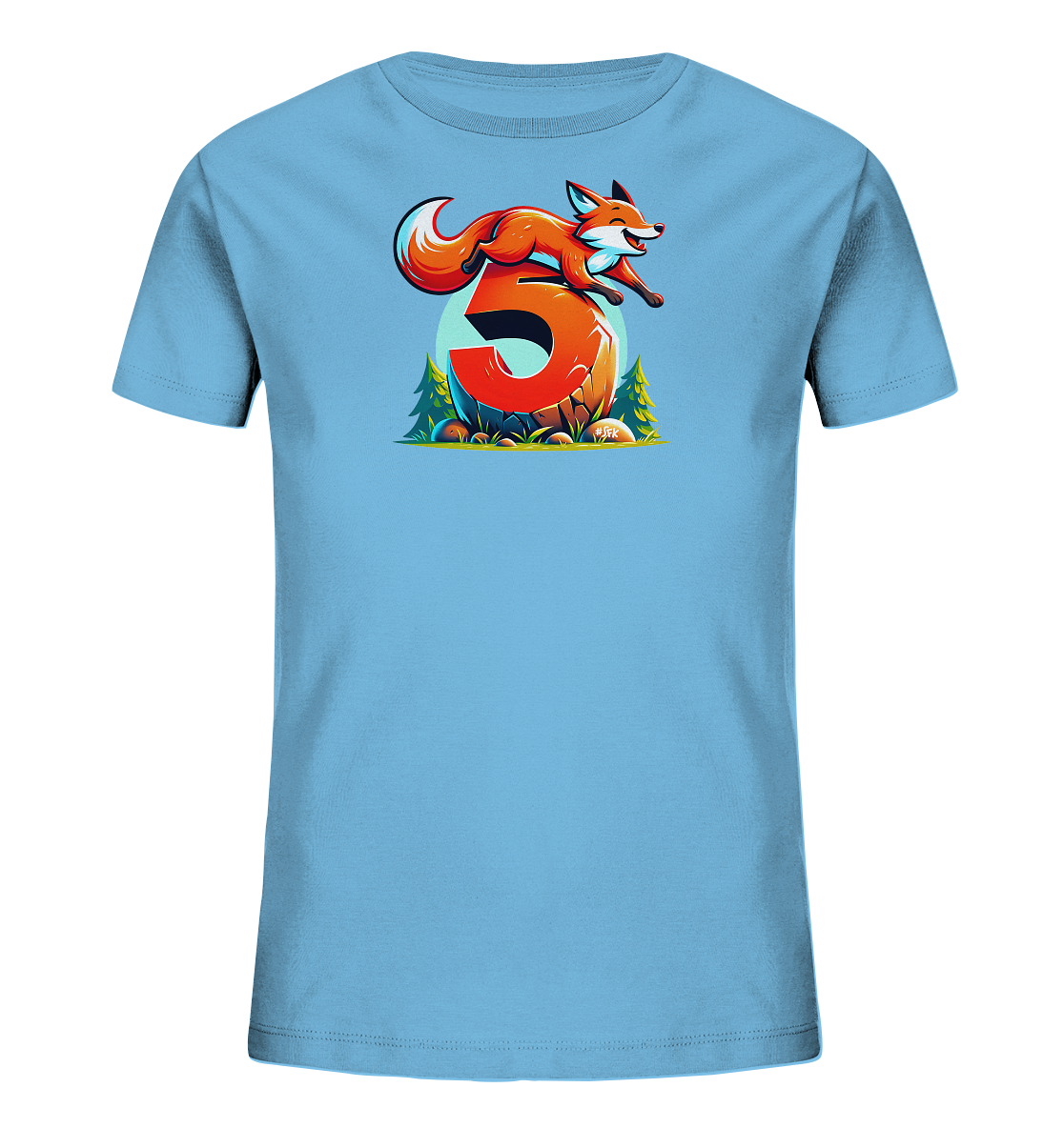 Kinder T-Shirt Fuchs mit Zahl 5