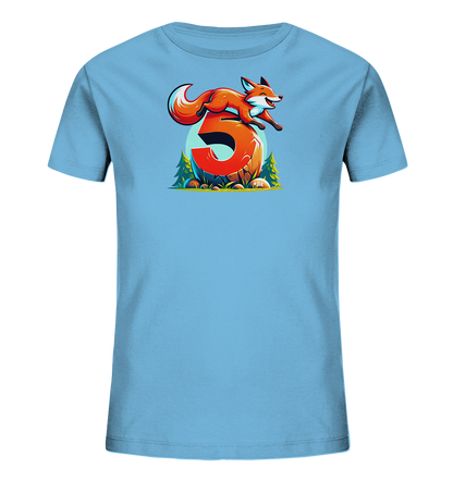 Kinder T-Shirt Fuchs mit Zahl 5 - Kinder Bio T-Shirt