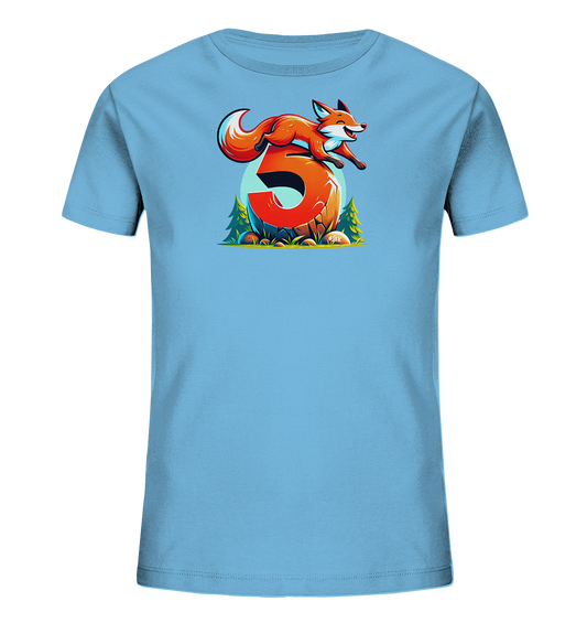 Kinder T-Shirt | Fuchs springt über die Zahl 5
