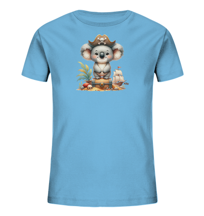 Kinder T-Shirt mit ein Koala mit Piratenhut auf einer Schatzkiste