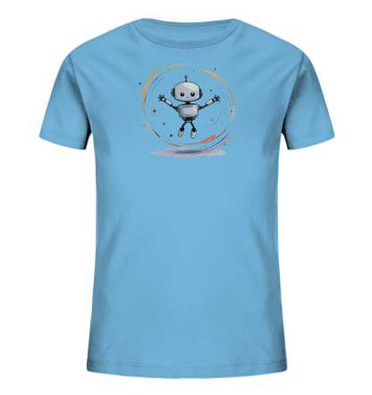 Kinder-T-Shirt | Roboter fliegt durch bunte Farben - Kinder Bio T-Shirt