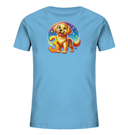 Kinder T-Shirt mit Hundewelpe und großer Zahl 3