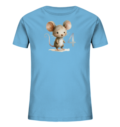 Kinder T-Shirt mit kleiner Maus und großer Zahl 4
