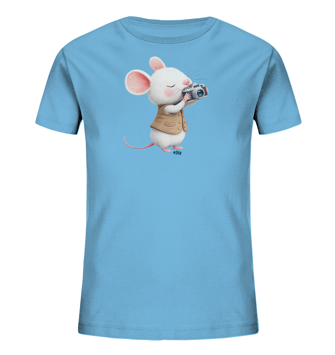 Helles Kinder-T-Shirt mit Maus, die fotografiert.